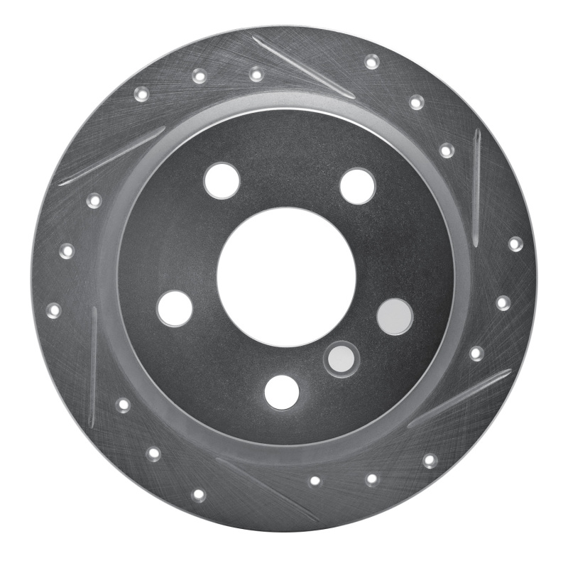 Mini Cooper Brake Rotor (1) - Rear Right - R1 Concepts - Drilled & Slotted - Silver - `14-`24